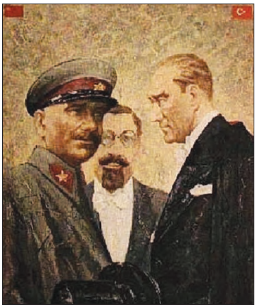 Atatürk ve Sovyetler Birliği Mareşali Kliment Voroshilov (Kılaymınt Vorşilov) (Ressam Rahmi Pehlivanlı)