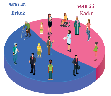 Grafik 2.1 Dünya nüfusunun cinsiyet oranı (Dünya Bankası, 2015)