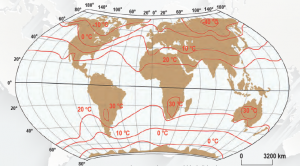 Harita 1.12: Dünya ocak ayı ortalama sıcaklık dağılışı haritası