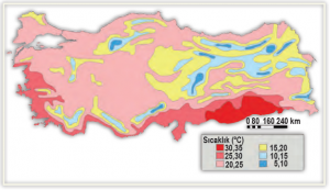 Harita 1.34 Türkiye’nin temmuz ayı sıcaklık dağılışı