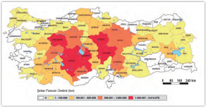 Harita 1.5 Türkiye şeker pancarı üretiminin illere göre dağılışı