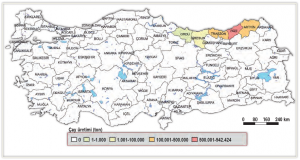 Harita 3.11 Türkiye’de illere göre çay üretimi