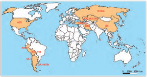 Harita 3.13 Bor madeni üreten ülkelerin oluşturduğu bölgeler