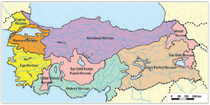Harita 3.4 Türkiye’de akarsu havzalarına göre oluşmuş hidrografik bölgeler