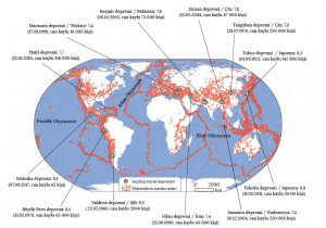 Harita 4.2 Dünyada yaşanmış bazı büyük depremler (büyüklük, meydana gelme zamanı ve yaşanan yaklaşık can kayıpları açısından)