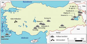 Harita 4.7 Türkiye ve Türkiye'nin yakın çevresinde bulunan volkanlar