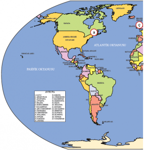 Harita 2.2 Dünya üzerinde bazı şehirlerin fonksiyonel özellikleri