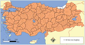 Harita 2.6 Türkiye'de buğday üretimi (TÜİK, 2016)