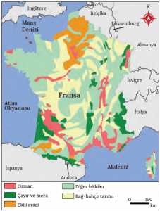Harita 3.11 Fransa’da arazi kullanımı